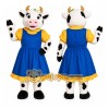 Cute Cow Mascot Costume with Blue Dress Cute Cow Mascot Costume with Blue Dress