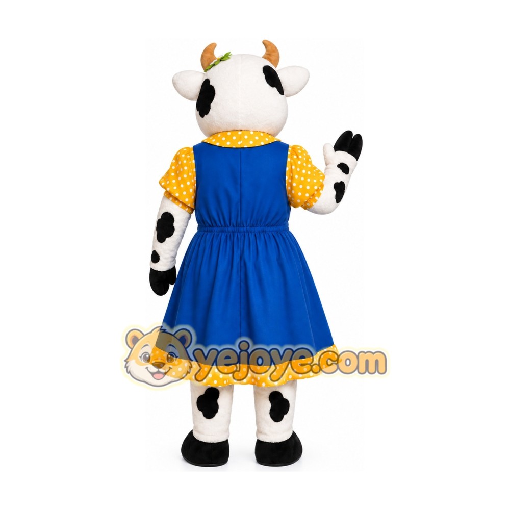 Cute Cow Mascot Costume with Blue Dress Cute Cow Mascot Costume with Blue Dress