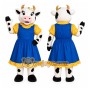 Cute Cow Mascot Costume with Blue Dress