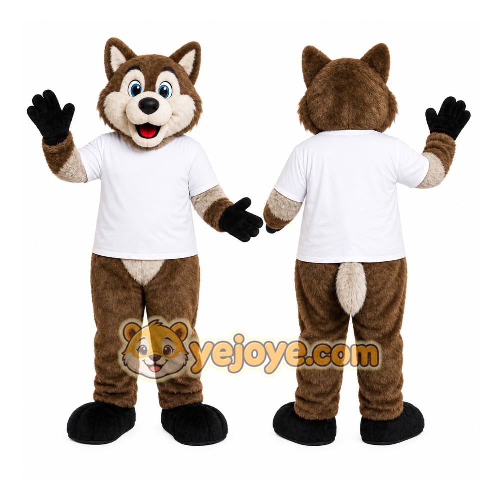 Brown Wolf Mascot Costume Brown Wolf Mascot Costume