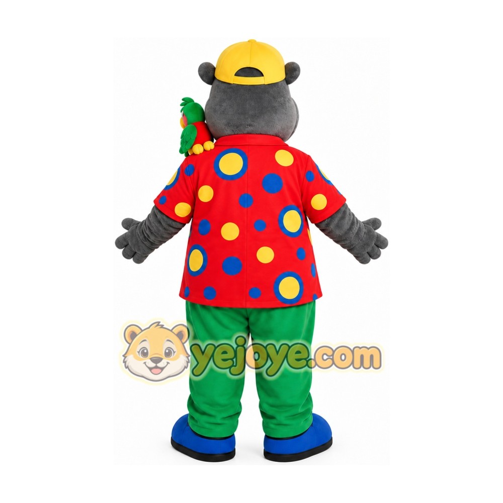 Colorful Clown Suit Hippo Mascot Costume Colorful Clown Suit Hippo Mascot Costume