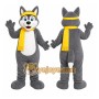 Gray Husky Scarf Mascot Costume