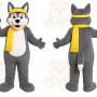 Gray Husky Scarf Mascot Costume