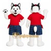 White Husky Red Shirt Mascot Costume White Husky Red Shirt Mascot Costume
