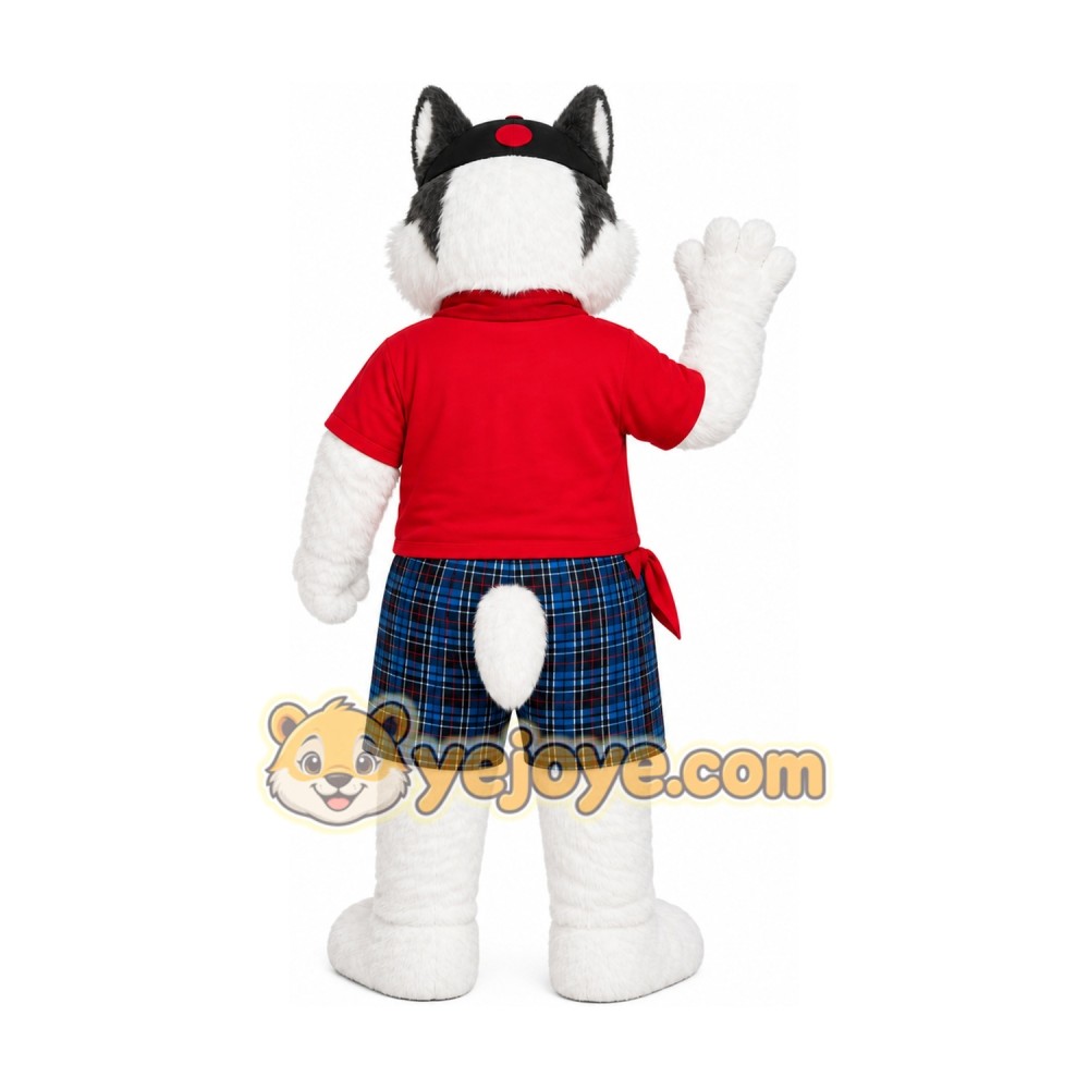 White Husky Red Shirt Mascot Costume White Husky Red Shirt Mascot Costume