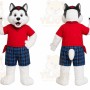 White Husky Red Shirt Mascot Costume