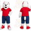 White Dog Red Shirt Mascot Costume