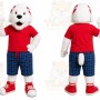 White Dog Red Shirt Mascot Costume