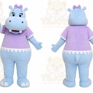 Blue Hippo Mascot Costume