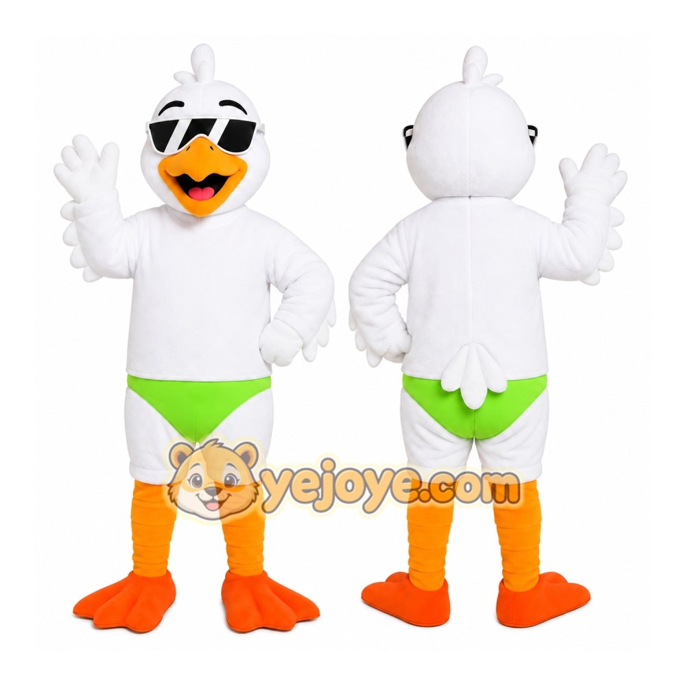 White Duck Swimwear Mascot Costume White Duck Swimwear Mascot Costume