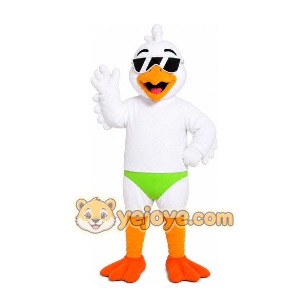 White Duck Swimwear Mascot Costume White Duck Swimwear Mascot Costume