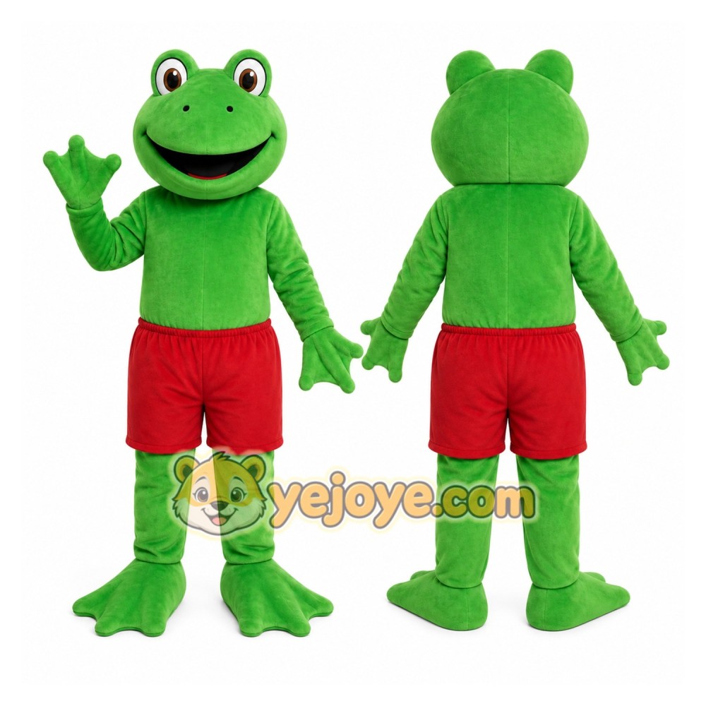 Green Frog Red Shorts Mascot Costume Green Frog Red Shorts Mascot Costume
