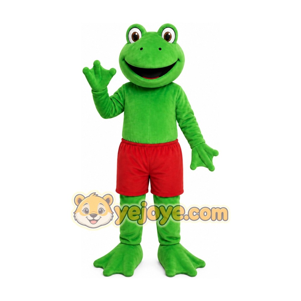 Green Frog Red Shorts Mascot Costume Green Frog Red Shorts Mascot Costume