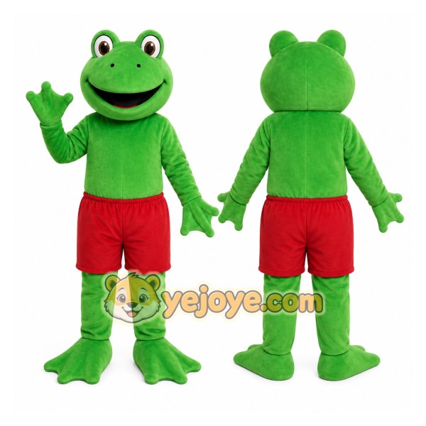 Green Frog Red Shorts Mascot Costume