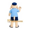 Beige Dog Blue Shirt Mascot Costume Beige Dog Blue Shirt Mascot Costume