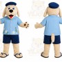 Beige Dog Blue Shirt Mascot Costume