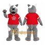 Gray Dog Red Shirt Mascot Costume