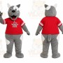 Gray Dog Red Shirt Mascot Costume