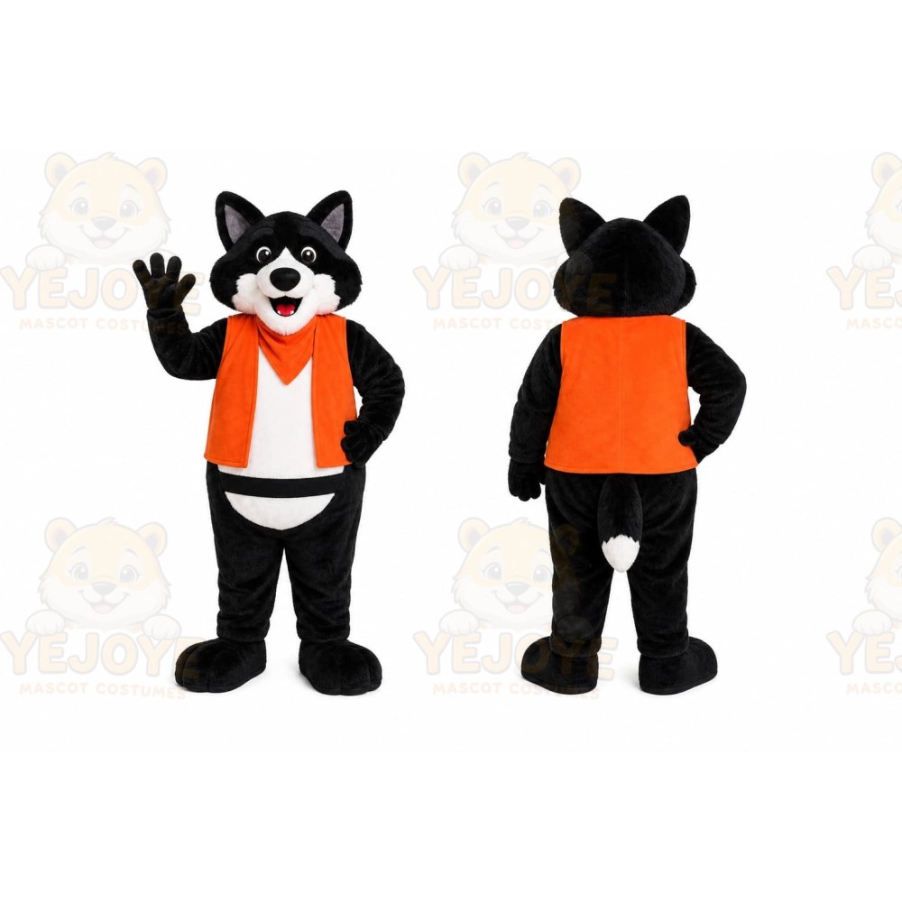 Black Fox Orange Vest Mascot Costume
