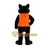 Black Fox Orange Vest Mascot Costume Black Fox Orange Vest Mascot Costume