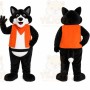 Black Fox Orange Vest Mascot Costume
