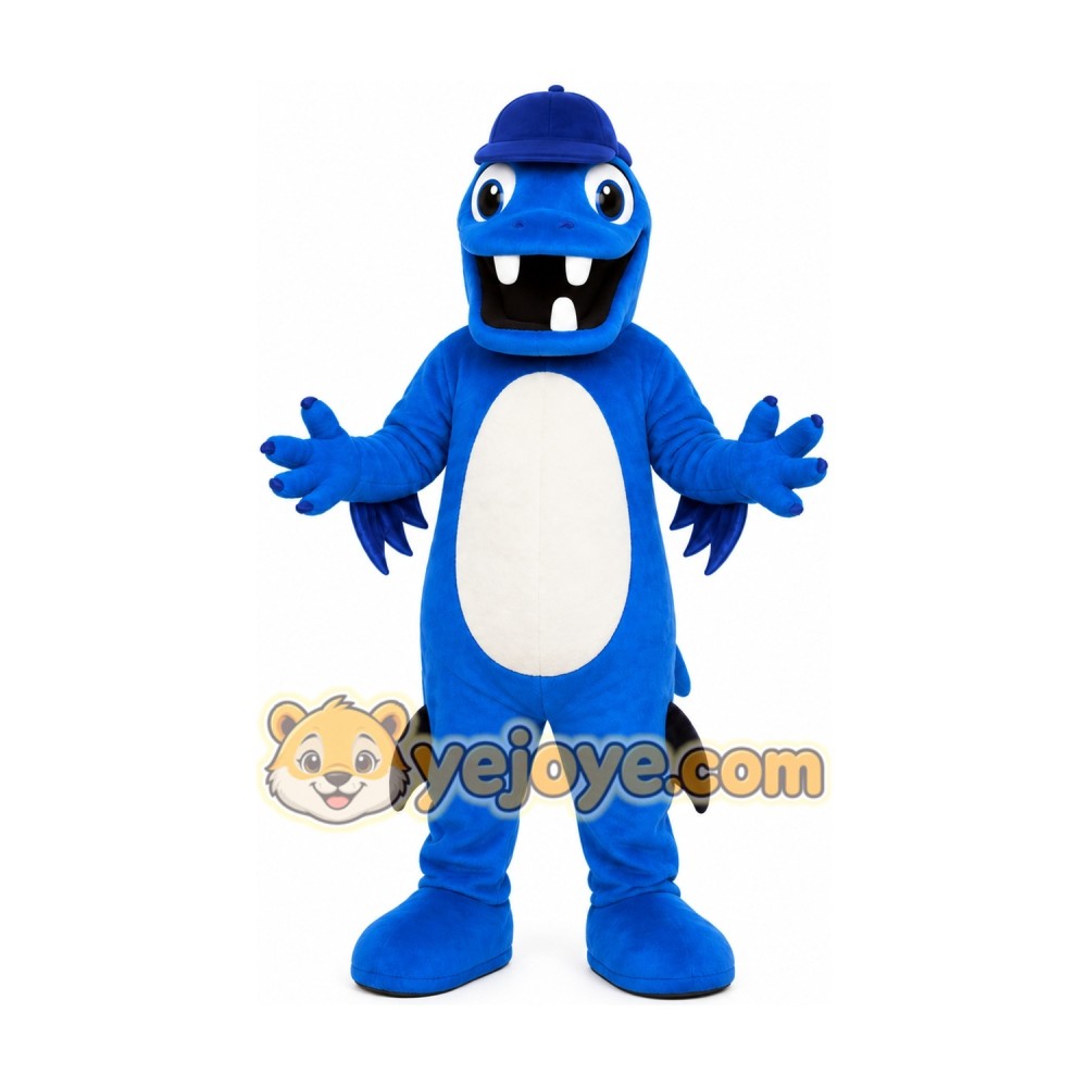 Cute Blue Dinosaur Mascot Costume Adult Size