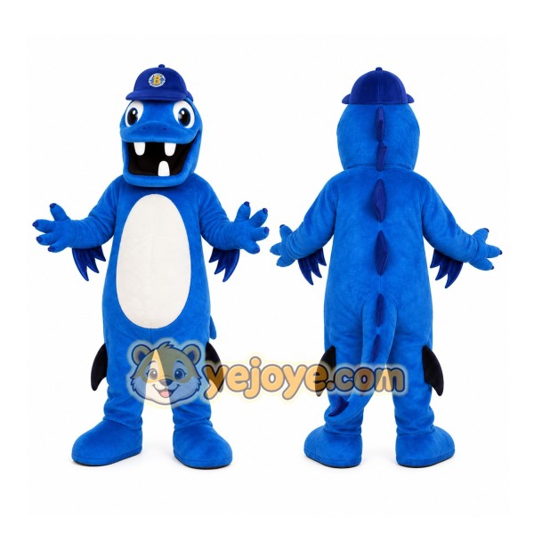 Cute Blue Dinosaur Mascot Costume Adult Size