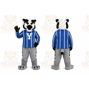 Black and White Badger Mascot Costume