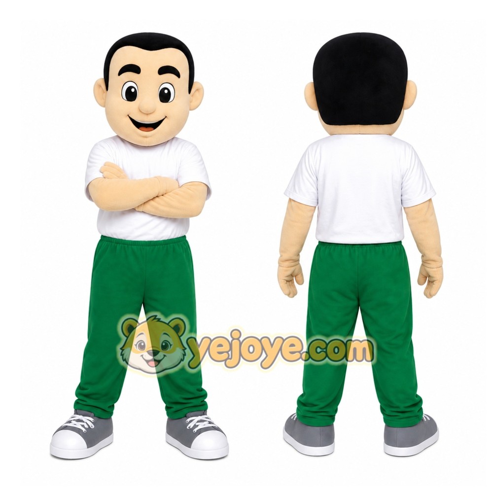Cartoon Boy Green Pants Mascot Costume