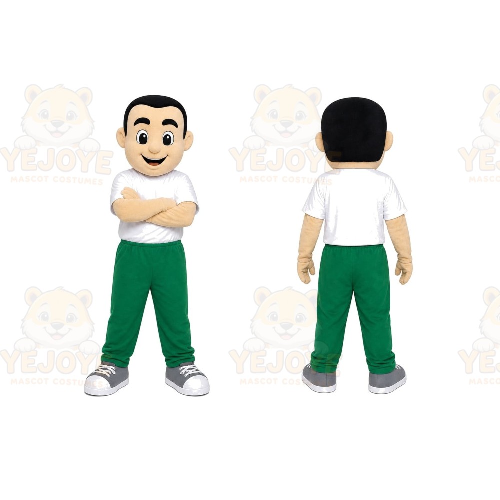 Cartoon Boy Green Pants Mascot Costume