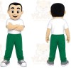 Cartoon Boy Green Pants Mascot Costume