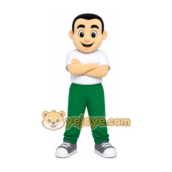 Cartoon Boy Green Pants Mascot Costume