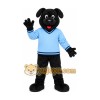 Black Dog Blue Shirt Mascot Costume Black Dog Blue Shirt Mascot Costume