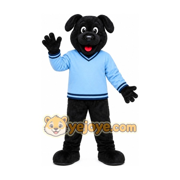 Black Dog Blue Shirt Mascot Costume