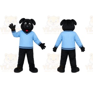 Black Dog Blue Shirt Mascot Costume