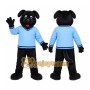 Black Dog Blue Shirt Mascot Costume