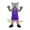 Gray Wolf Purple Mascot Costume Gray Wolf Purple Mascot Costume