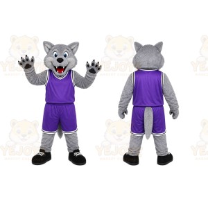 Gray Wolf Purple Mascot Costume