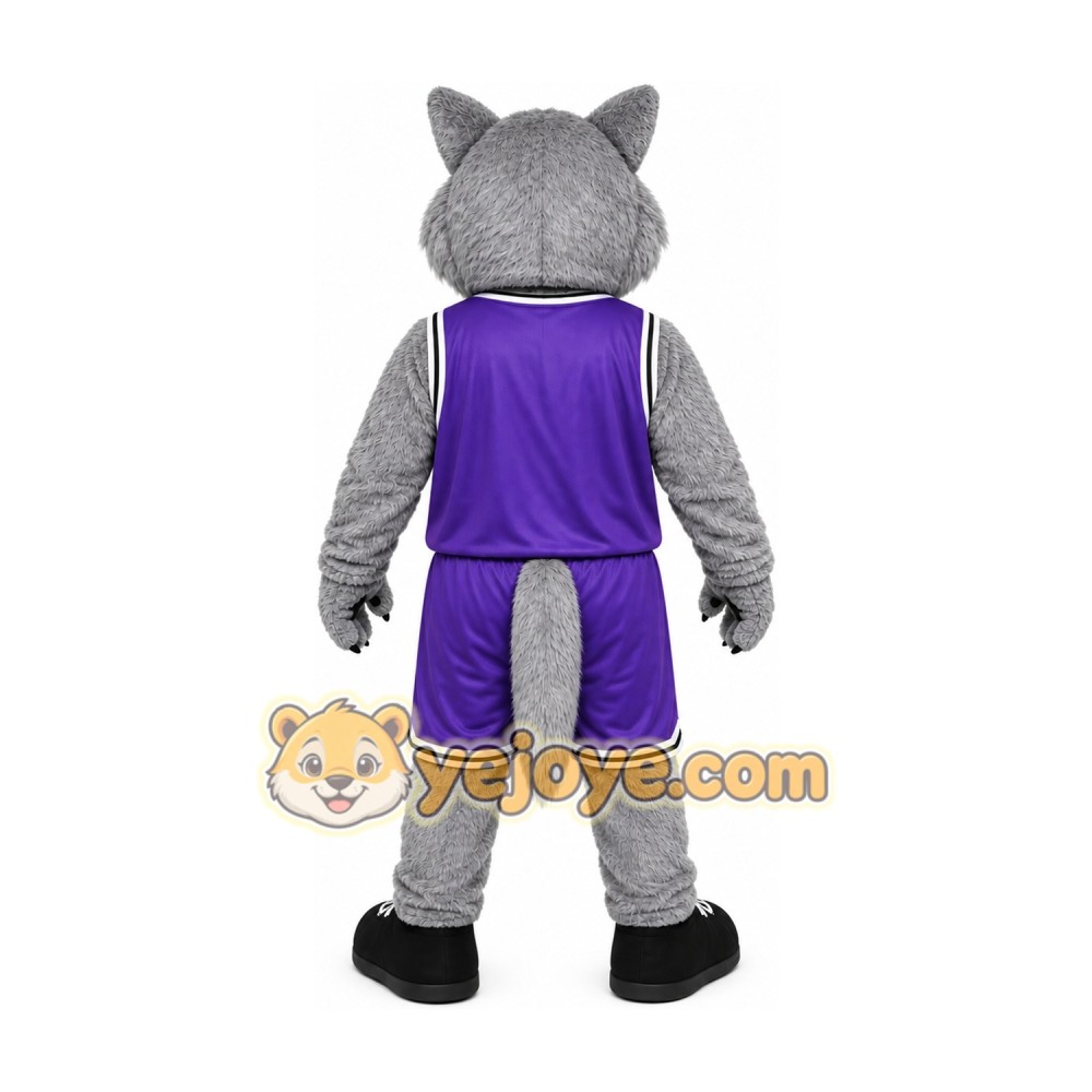 Gray Wolf Purple Mascot Costume Gray Wolf Purple Mascot Costume