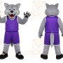 Gray Wolf Purple Mascot Costume