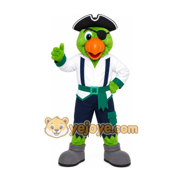 Green Pirate Parrot Mascot Costume Green Pirate Parrot Mascot Costume