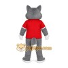 Gray Wolf Red Shirt Mascot Costume Gray Wolf Red Shirt Mascot Costume
