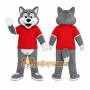 Gray Wolf Red Shirt Mascot Costume