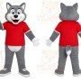 Gray Wolf Red Shirt Mascot Costume