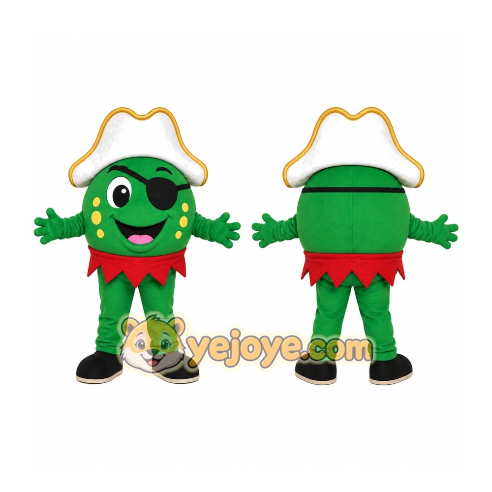 Green Pea Pirate Mascot Costume