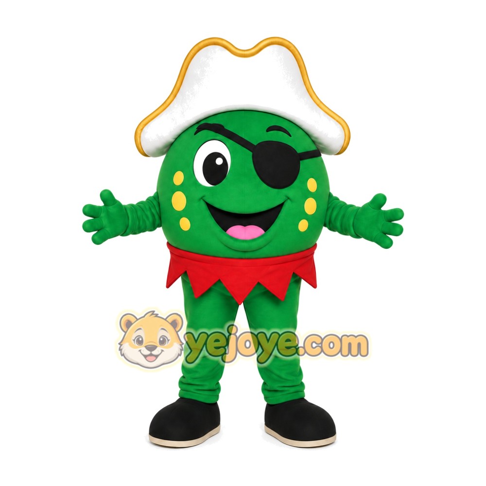 Green Pea Pirate Mascot Costume