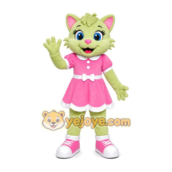 Green Cat Girl Mascot Costume