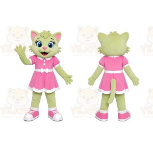 Green Cat Girl Mascot Costume