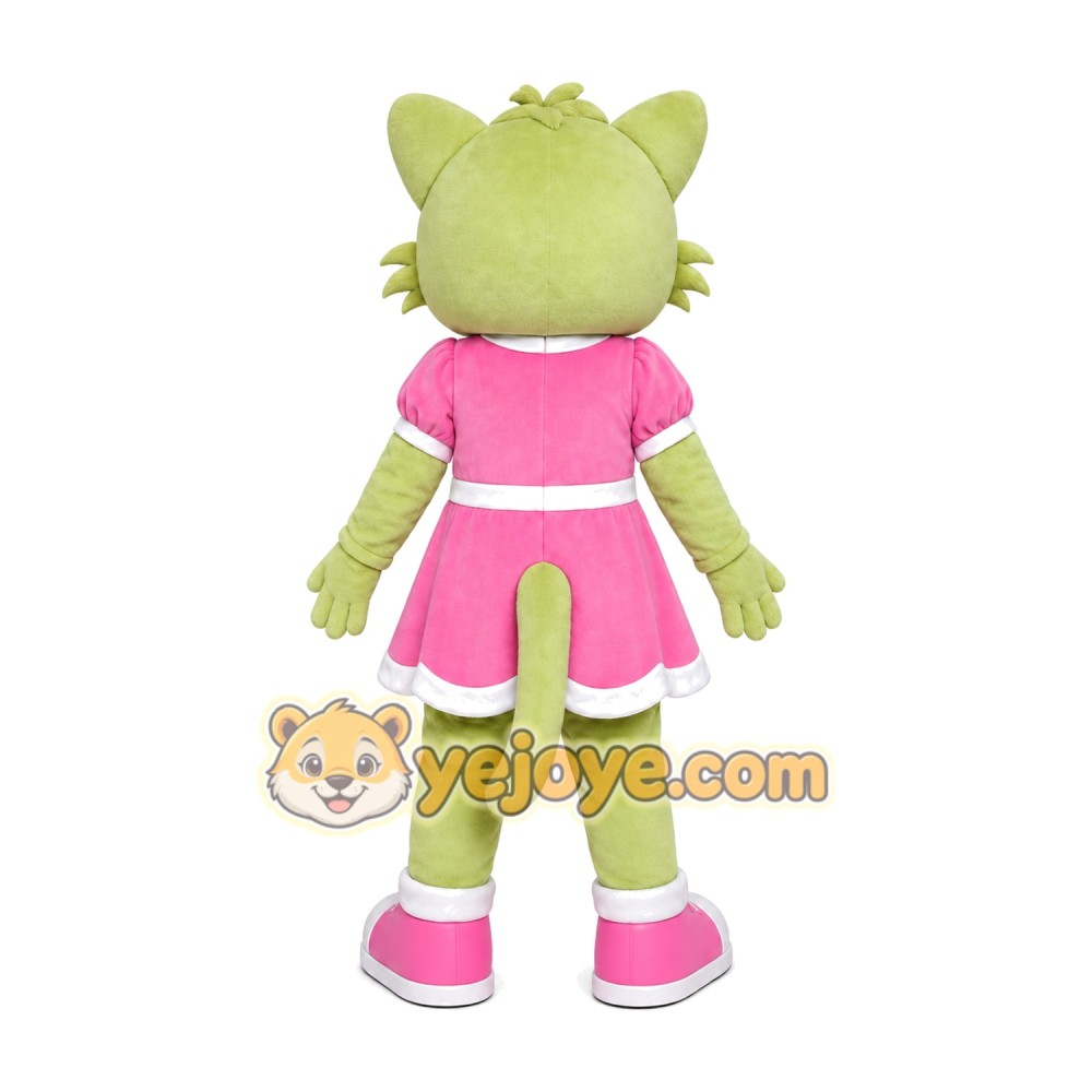Green Cat Girl Mascot Costume Green Cat Girl Mascot Costume