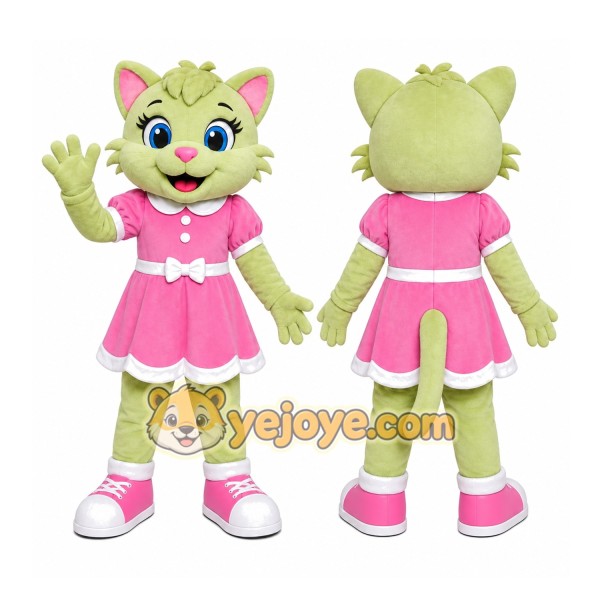 Green Cat Girl Mascot Costume
